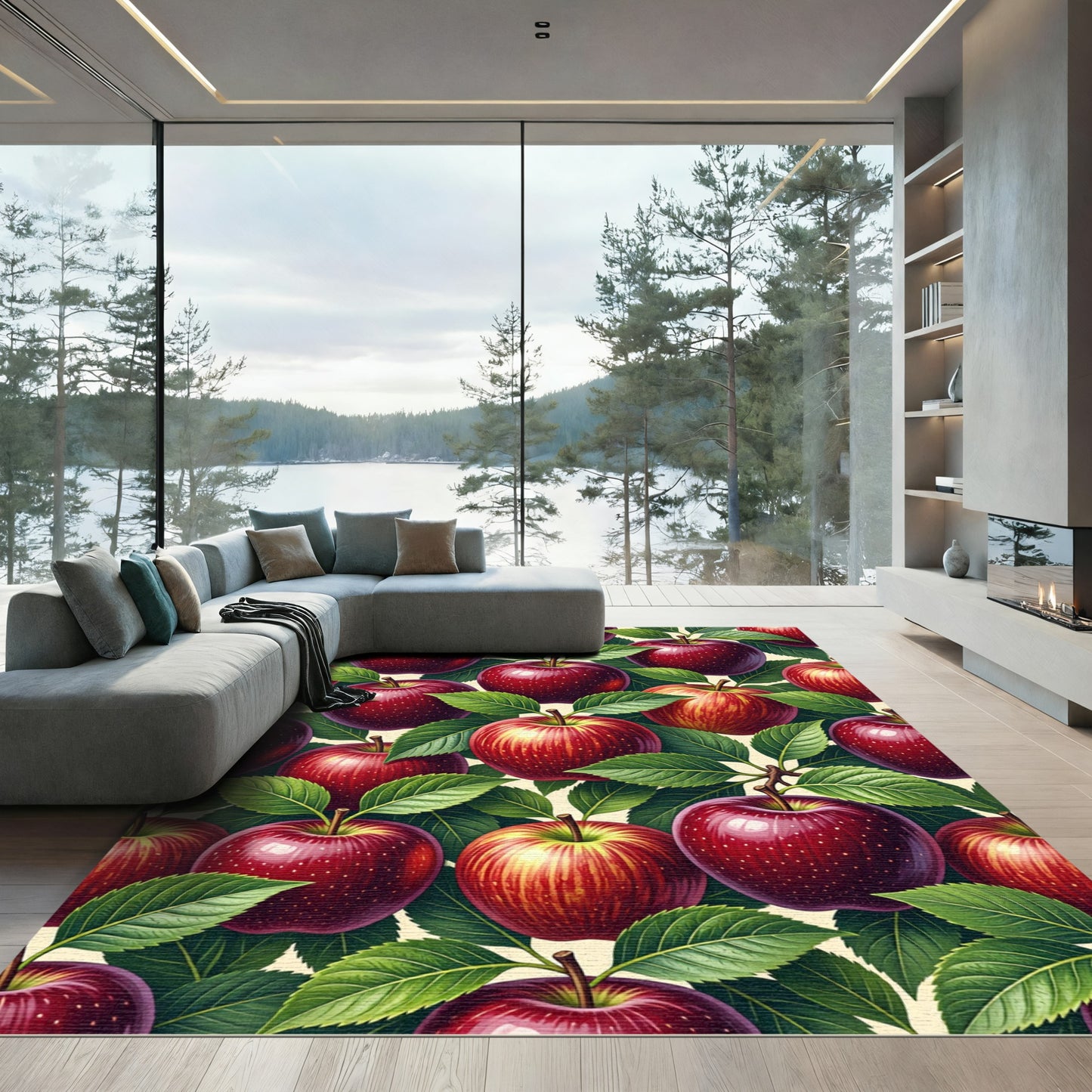 Lush Realistic Ruby Apple Orchard Rug