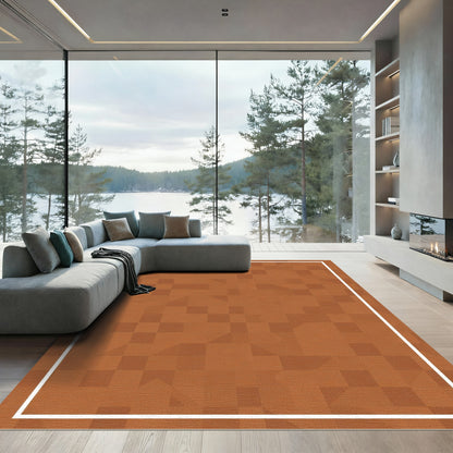 Terracotta Geometric Mosaic Composition Rug