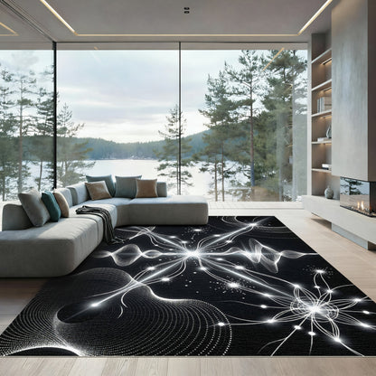 Abstract White Light Cascade Rug