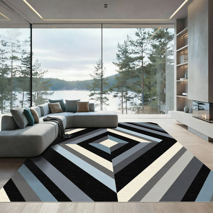 Geometric Monochromatic Diamond Stripe Rug