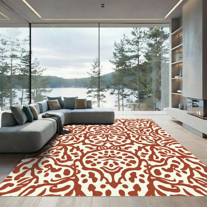 Ornate Crimson Floral Medallion Rug