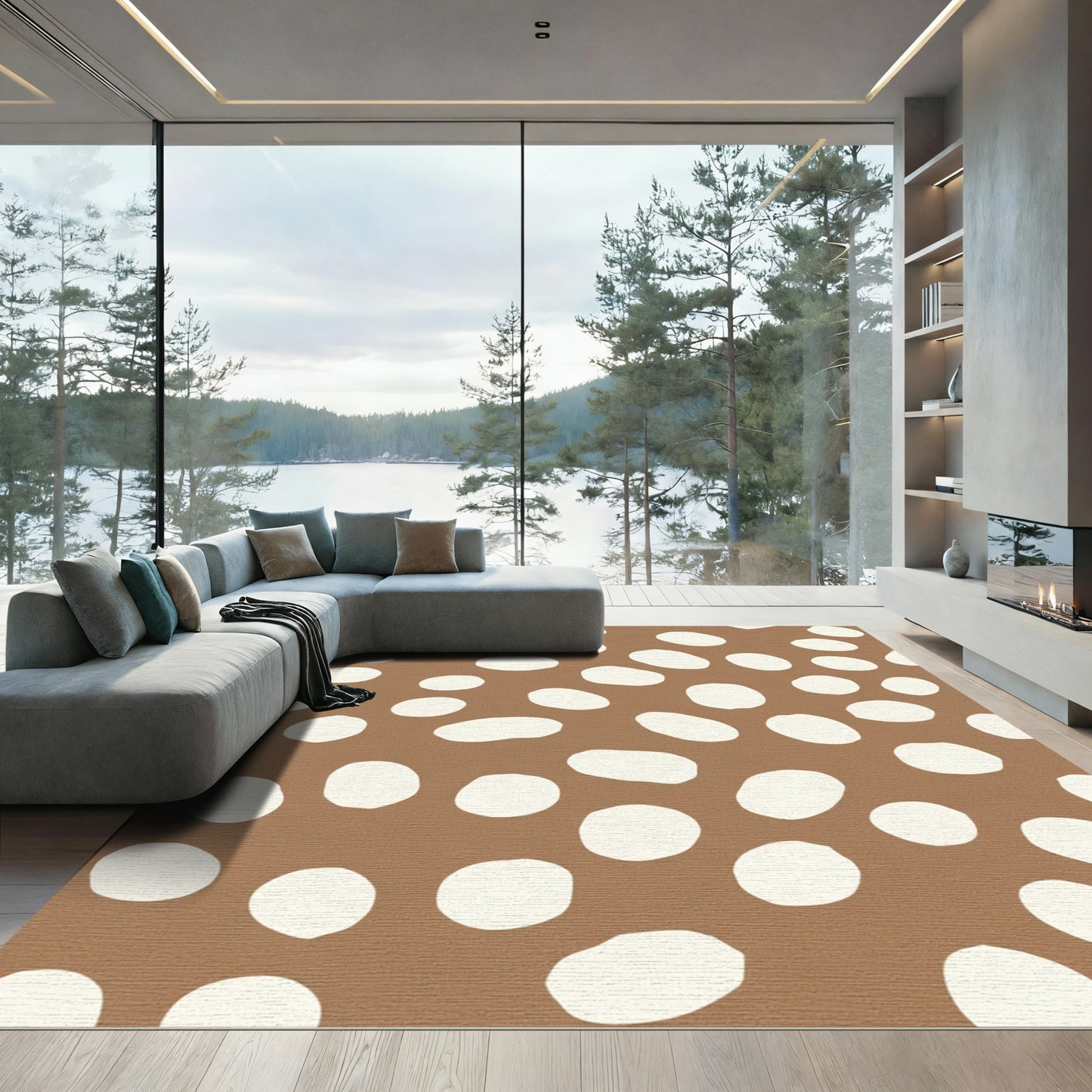 Brown White Spot Organic Composition Rug