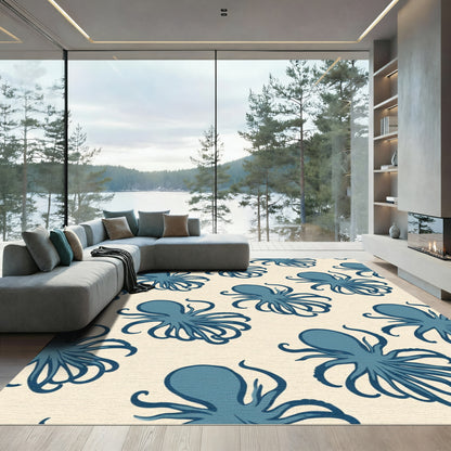 Blue Octopus Repeating Pattern Rug