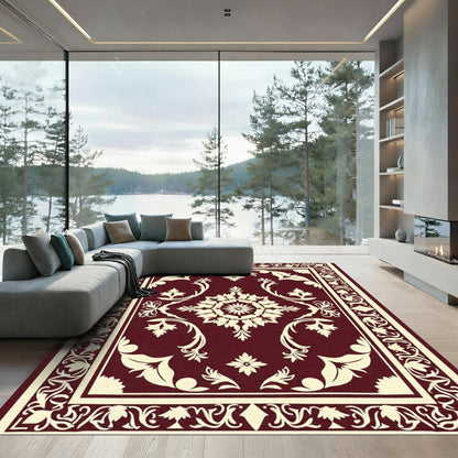 Crimson Ivory Floral Medallion Rug