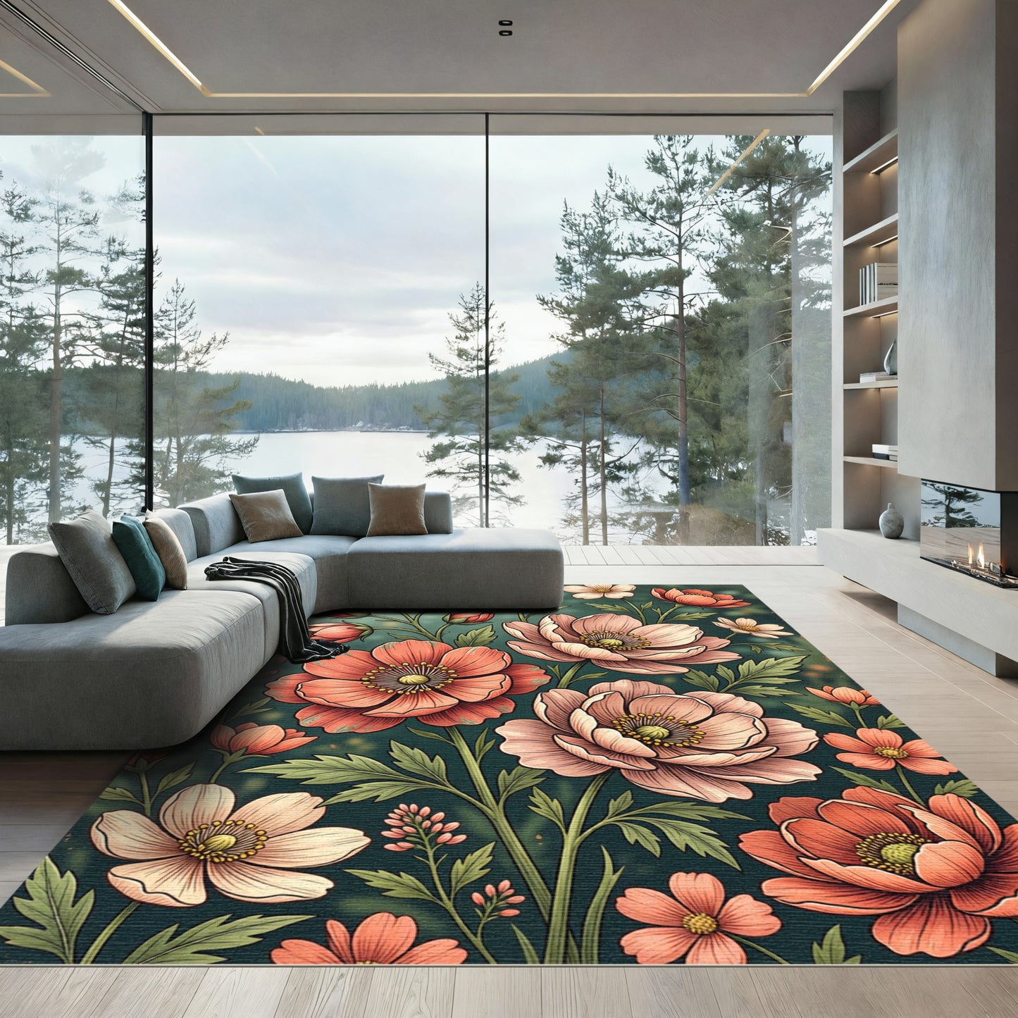 Vintage Peach Blossom Botanical Garden Rug