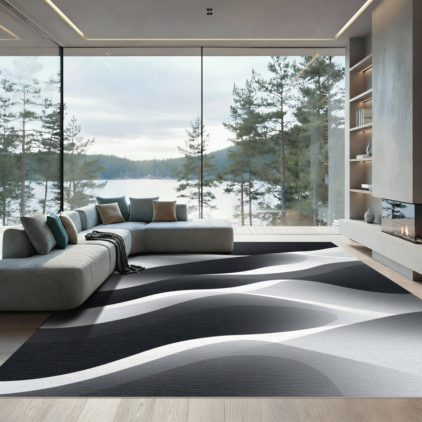 Monochromatic Abstract Flowing Waves Rug
