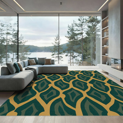 Emerald Gold Organic Linked Diamonds Rug