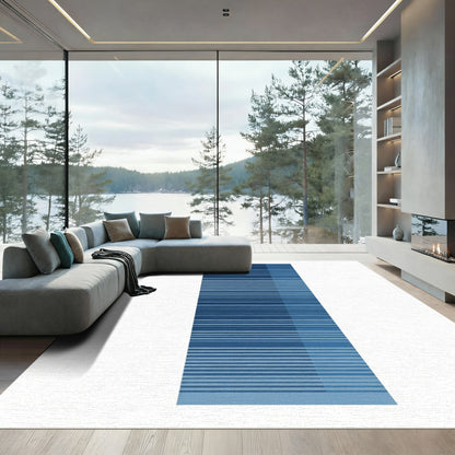 Deep Blue Striped Gradient Rug