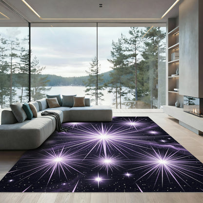 Radiant Violet Celestial Starry Night Rug