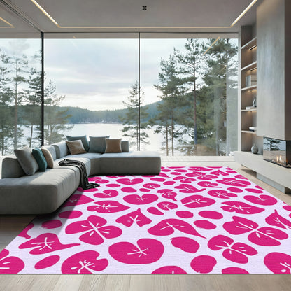 Bright Pink Floral Scattered Garden Rug