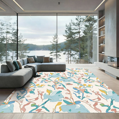 Abstract Mid Century Botanical Forms Rug
