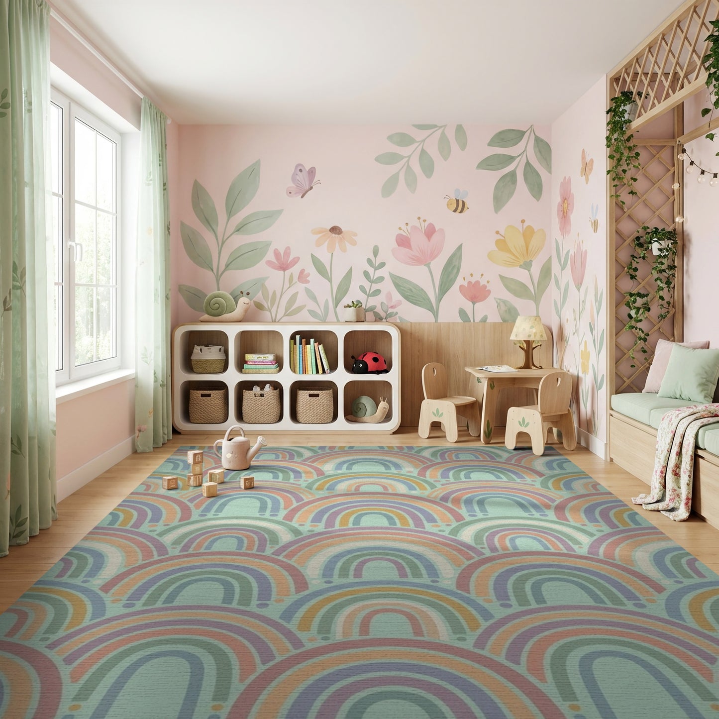 Pastel Overlapping Arches Whimsical Rug