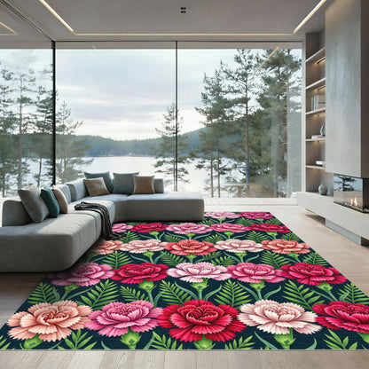 Pink Carnation Garden Full Bloom Rug