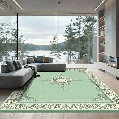 Mint Green Ornate Sunburst Frame Rug