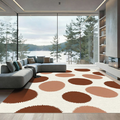 Retro Tan Speckled Circles Rug