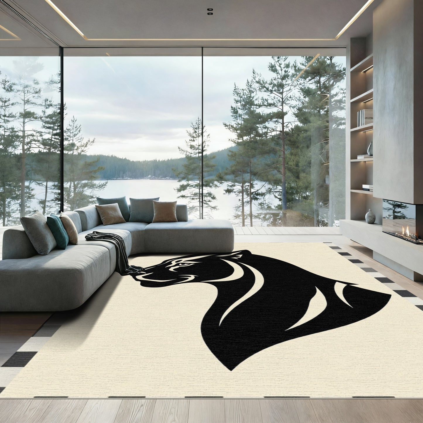 Black Panther Profile Graphic Rug