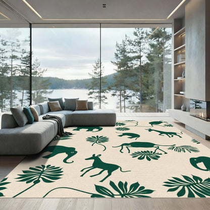 Deep Green Elephant Jungle Vine Rug
