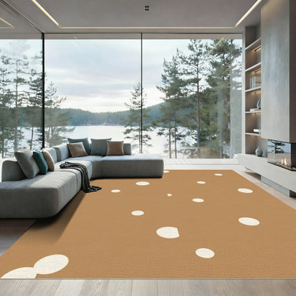 Sandy Beige Contemporary Polka Dot Rug