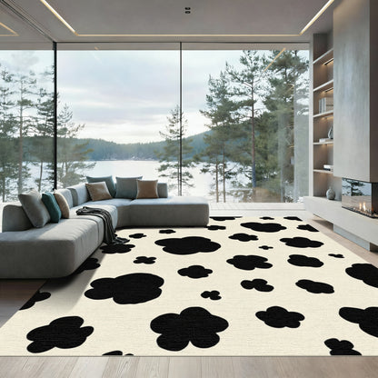 Black Blotchy Cow Print Rug