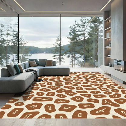 Brown Giraffe Spots Texture Rug
