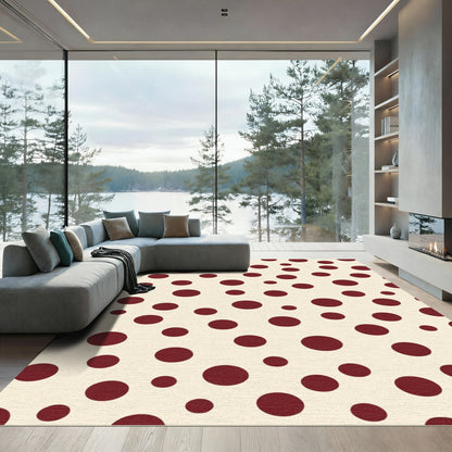 Rich Burgundy Dot Scatter Rug