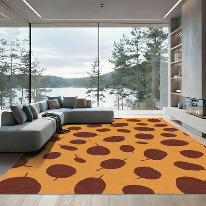Orange Brown Spotted Organic Shapes Rug