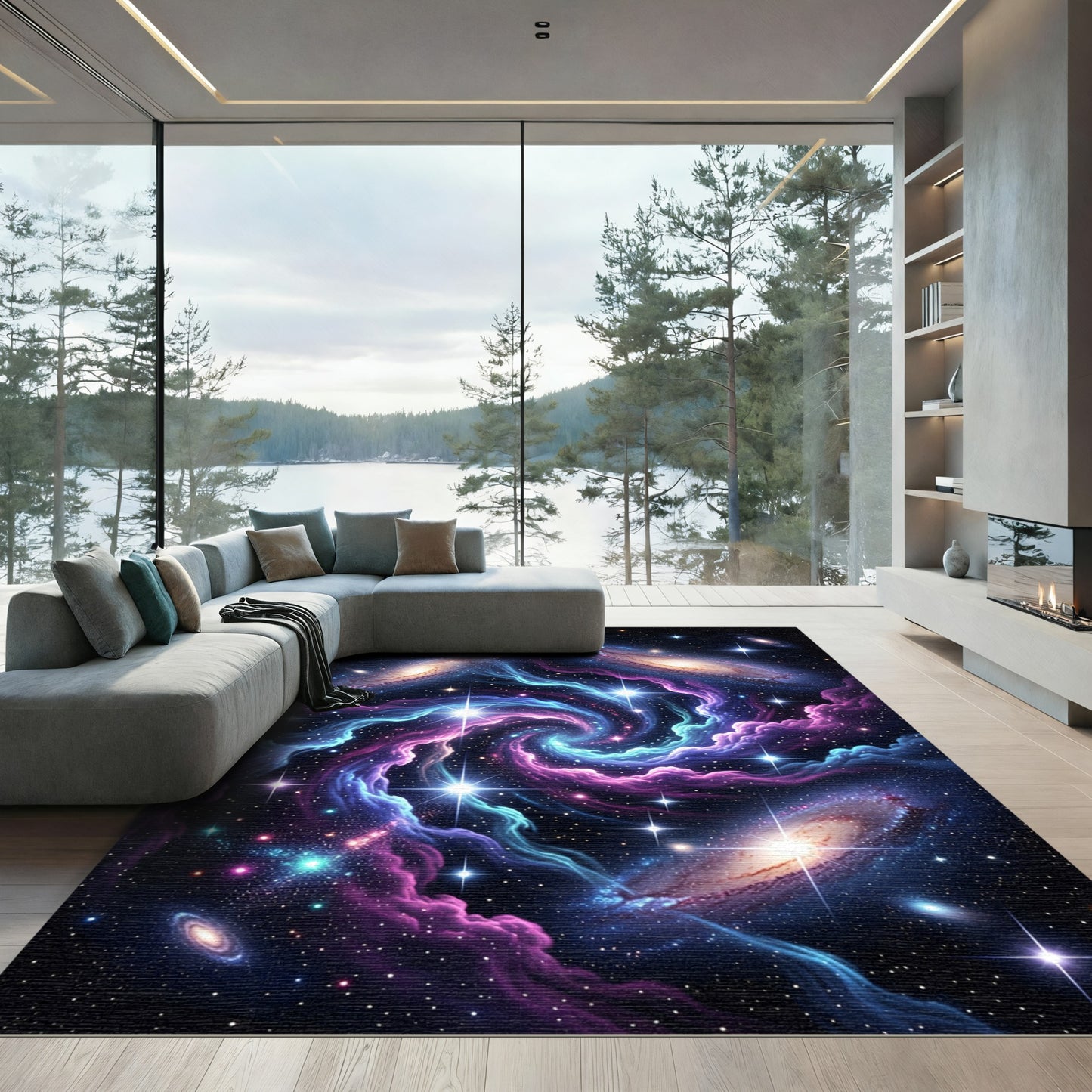 Cosmic Nebula Swirl Galaxy Rug