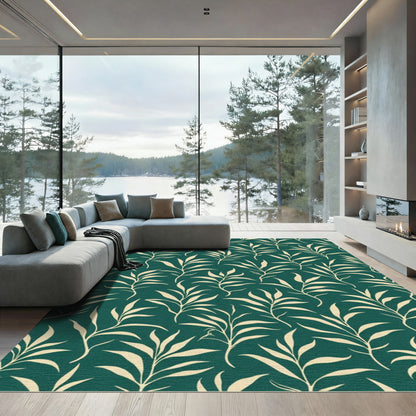 Emerald Green Leafy Branches Rug
