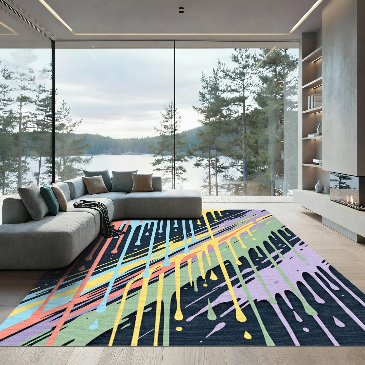 Pastel Drip Abstract Statement Rug