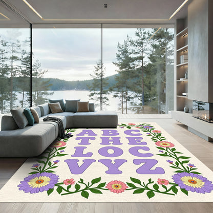 Groovy Floral Alphabet Borderrug Rug