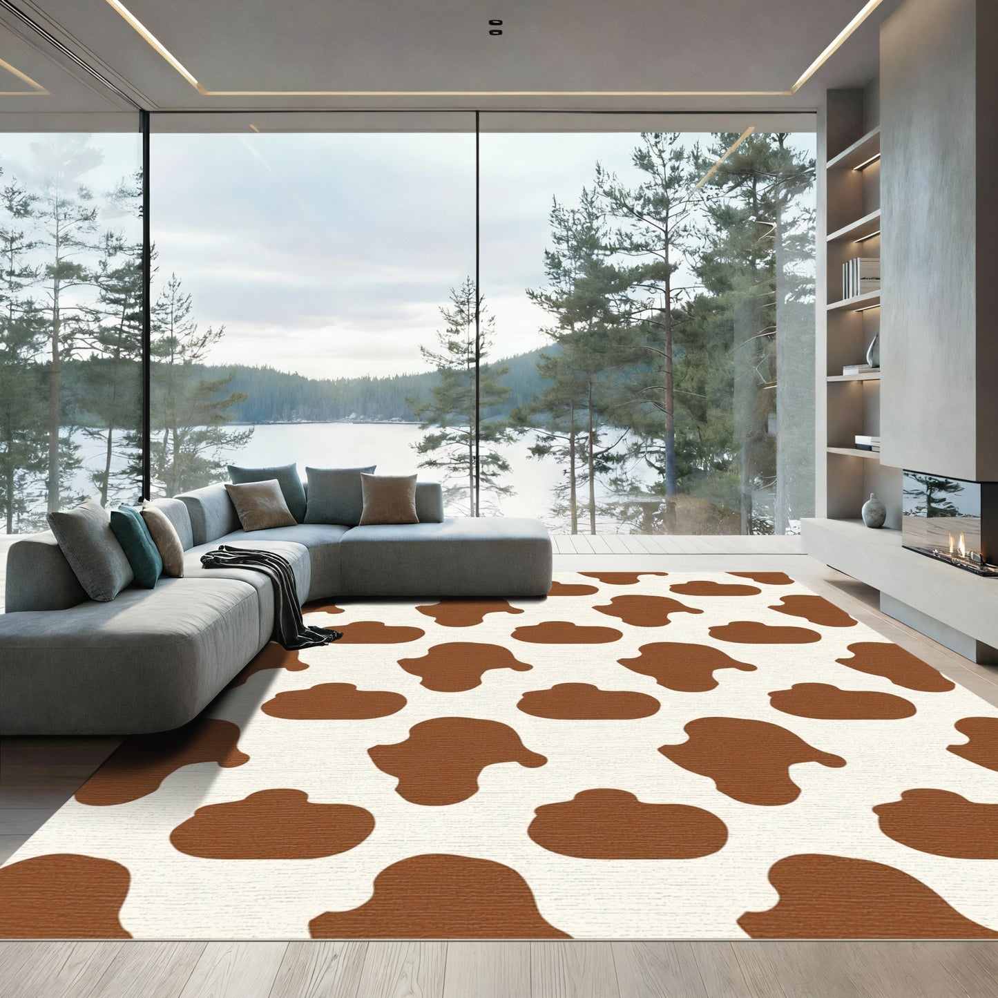 Brown Cream Spot Blotch Rug