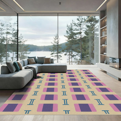 Beige Purple Pink Rectangles Geometric Rug