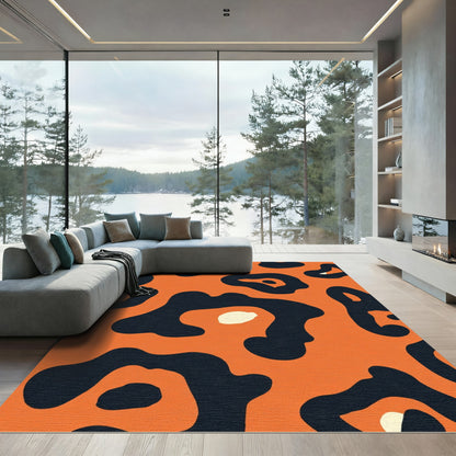 Vibrant orange fluid abstract forms Rug