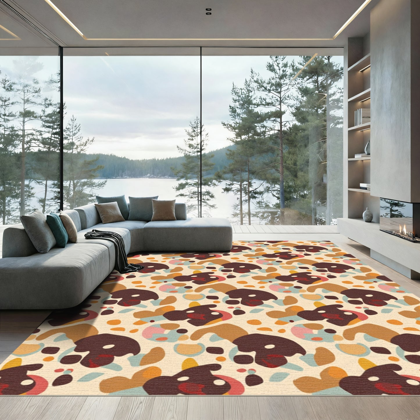 Retro Abstract Mushroom Shapes Rug