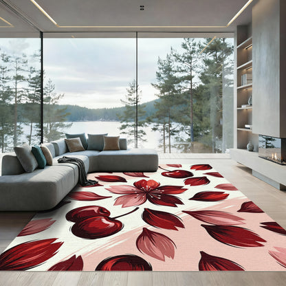 Red Cherry Blossom Garden Rug