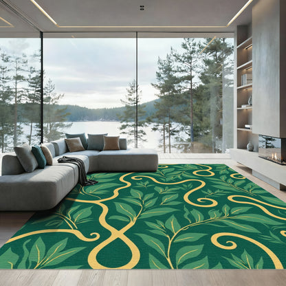 Emerald Green Botanical Swirl Rug