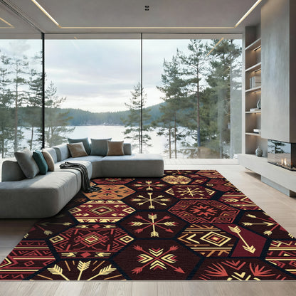 Geometric Arrow Earthy Hexagon Rug