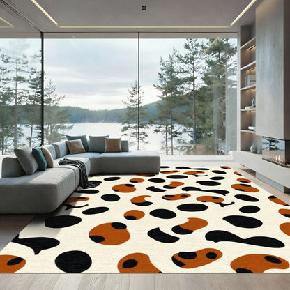 Brown Black Spotted Organic Shapes Rug