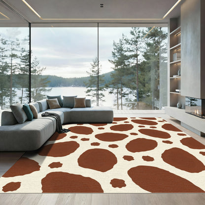 Brown Cream Spotty Abstract Shapes Rug