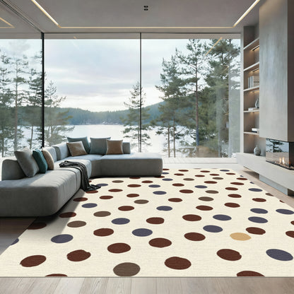 Cream Background Scattered Dot Area Rug