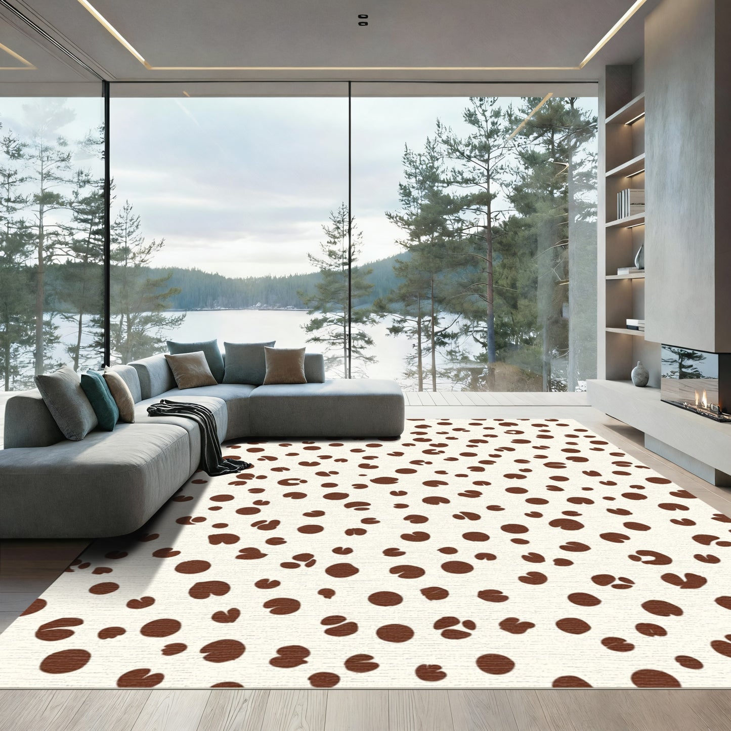 Cream Brown Spotted Organic Rug