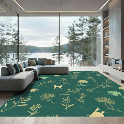 Golden Nature Scene With Deer Rug