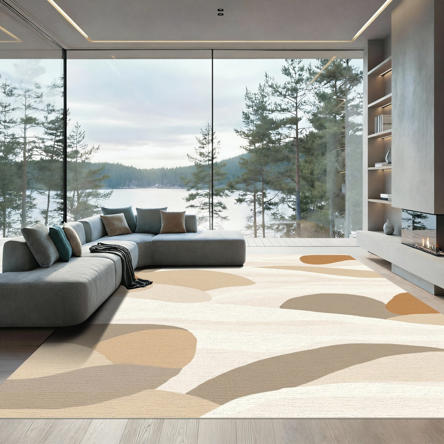 Earthy Terra Cotta Abstract Hills Rug