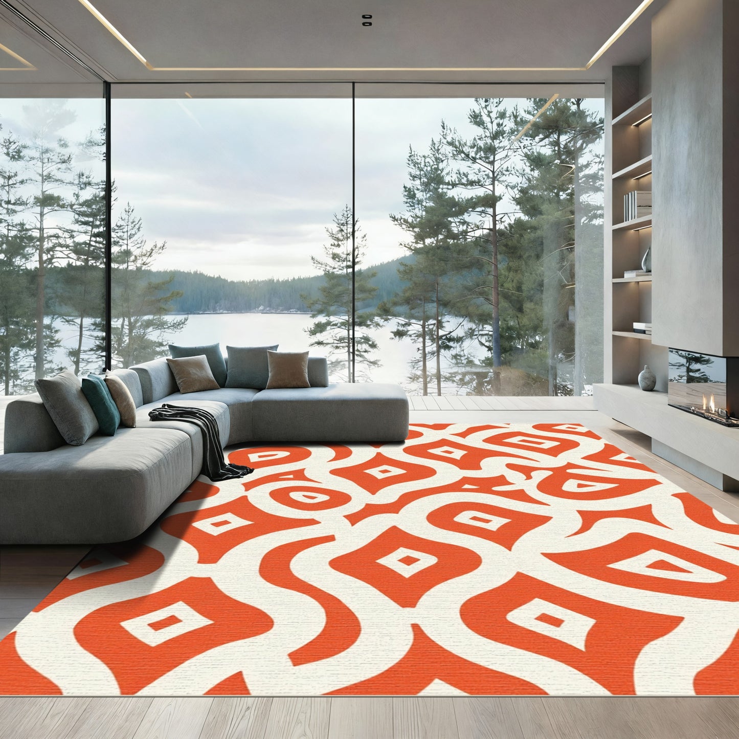 Orange Diamond Tribal Arch Rug