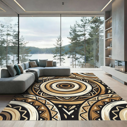 Earthy Tribal Concentric Circles Rug