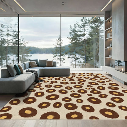 Brown Tan Spotted Animal Print Rug