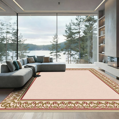 Crimson Gold Floral Border Rug