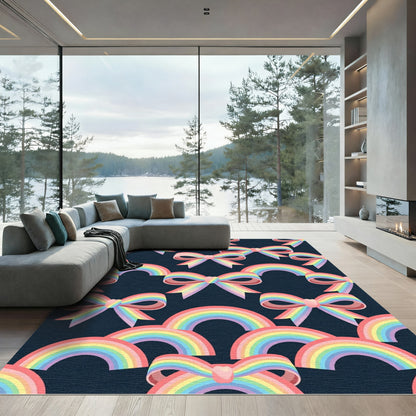 Pastel Rainbow Bow Adornment Print Rug