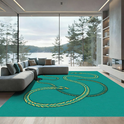 Teal Yellow Serpent Coil Rug