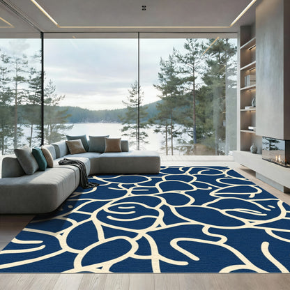 Deep Blue Organic Organic Flow Rug